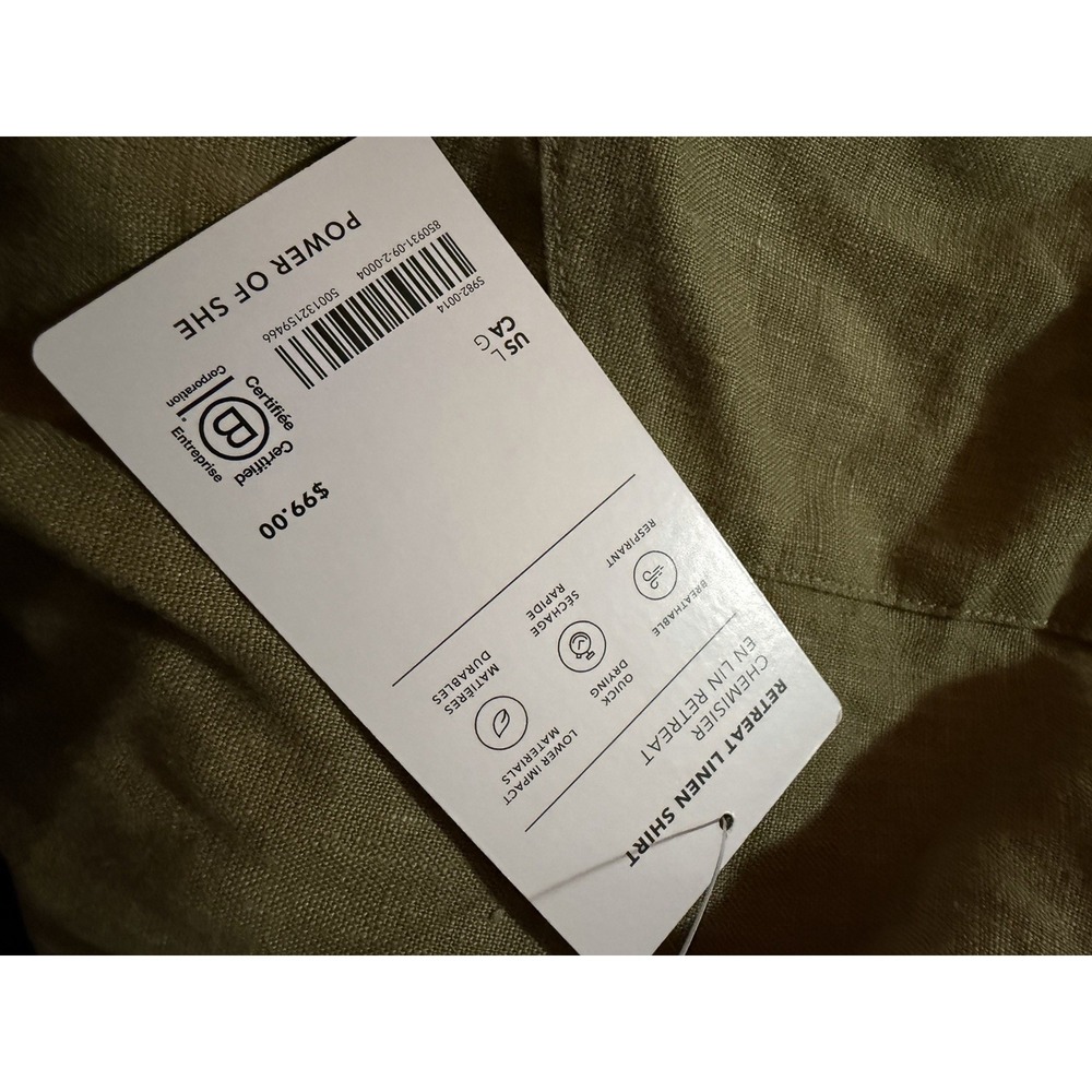Athleta Linen Olive Green Shirt Nwt Retails $99 - Picture 7 of 9